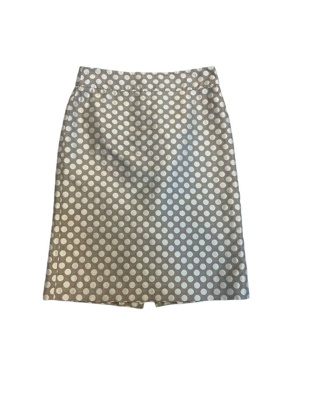 J.Crew tan brown Ivory white polkadot pencil skirt Sz 2 NWOT